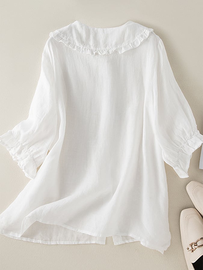 Linette de coton pour femmes Loose Peter Pan Ruffles Coule 2