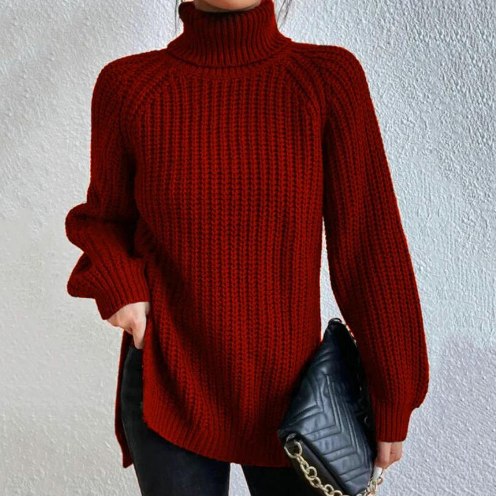 Laurina - Pull chaud en maille à col roulé coupe ample