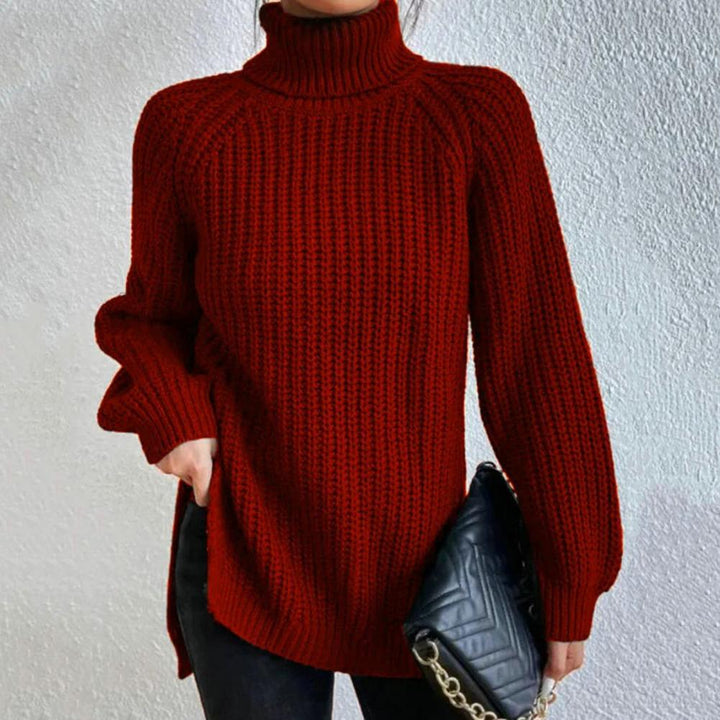 Laurina - Pull chaud en maille à col roulé coupe ample