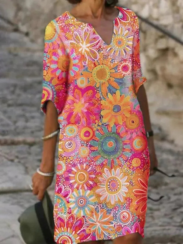 Jelissa | Robe imprimée florale avec encolure en V