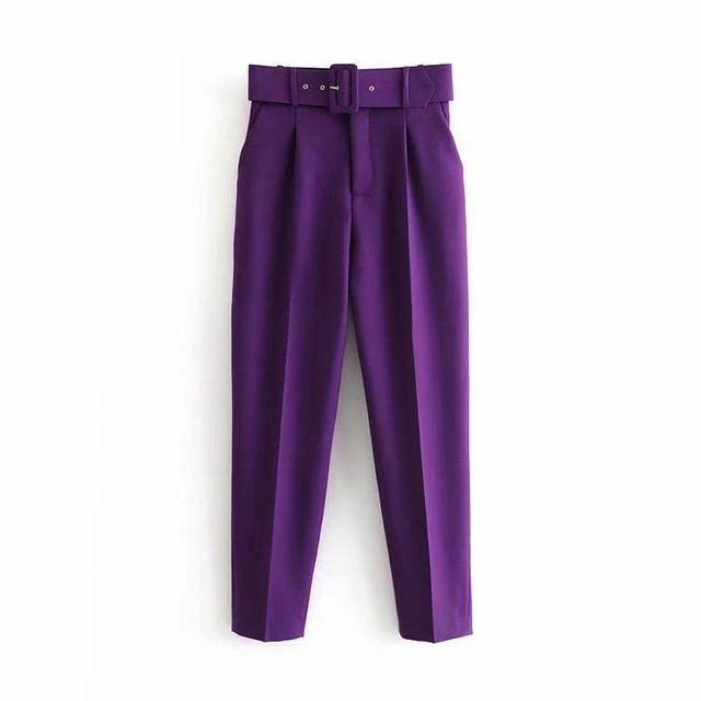 Mikhaela | Pantalon taille haute avec ceinture pour femmes
