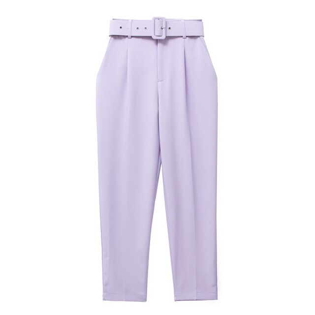 Mikhaela | Pantalon taille haute avec ceinture pour femmes