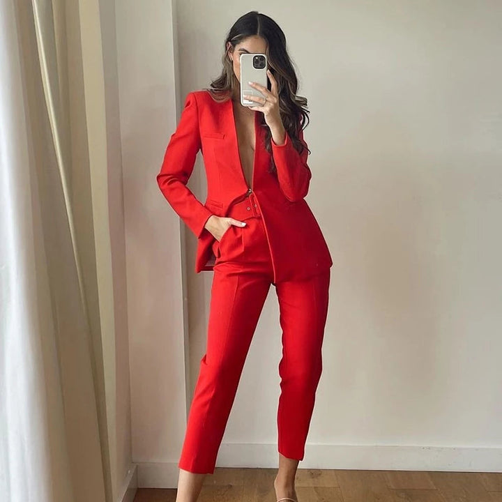 Mikhaela | Pantalon taille haute avec ceinture pour femmes