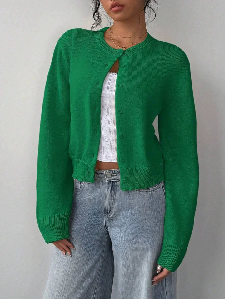 Loretta - Cardigan Court Élégant en Maille avec Boutons