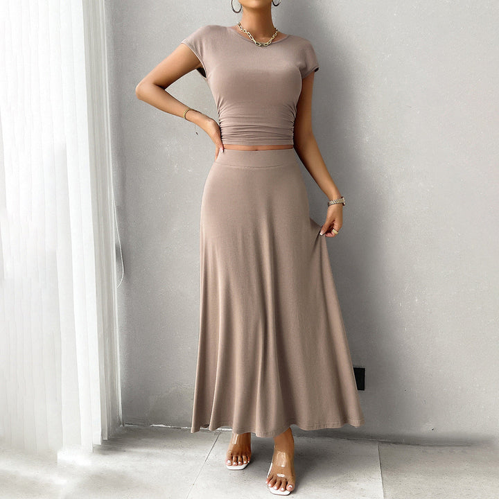 Camila - Ensemble stylé crop top ajusté et jupe longue fluide
