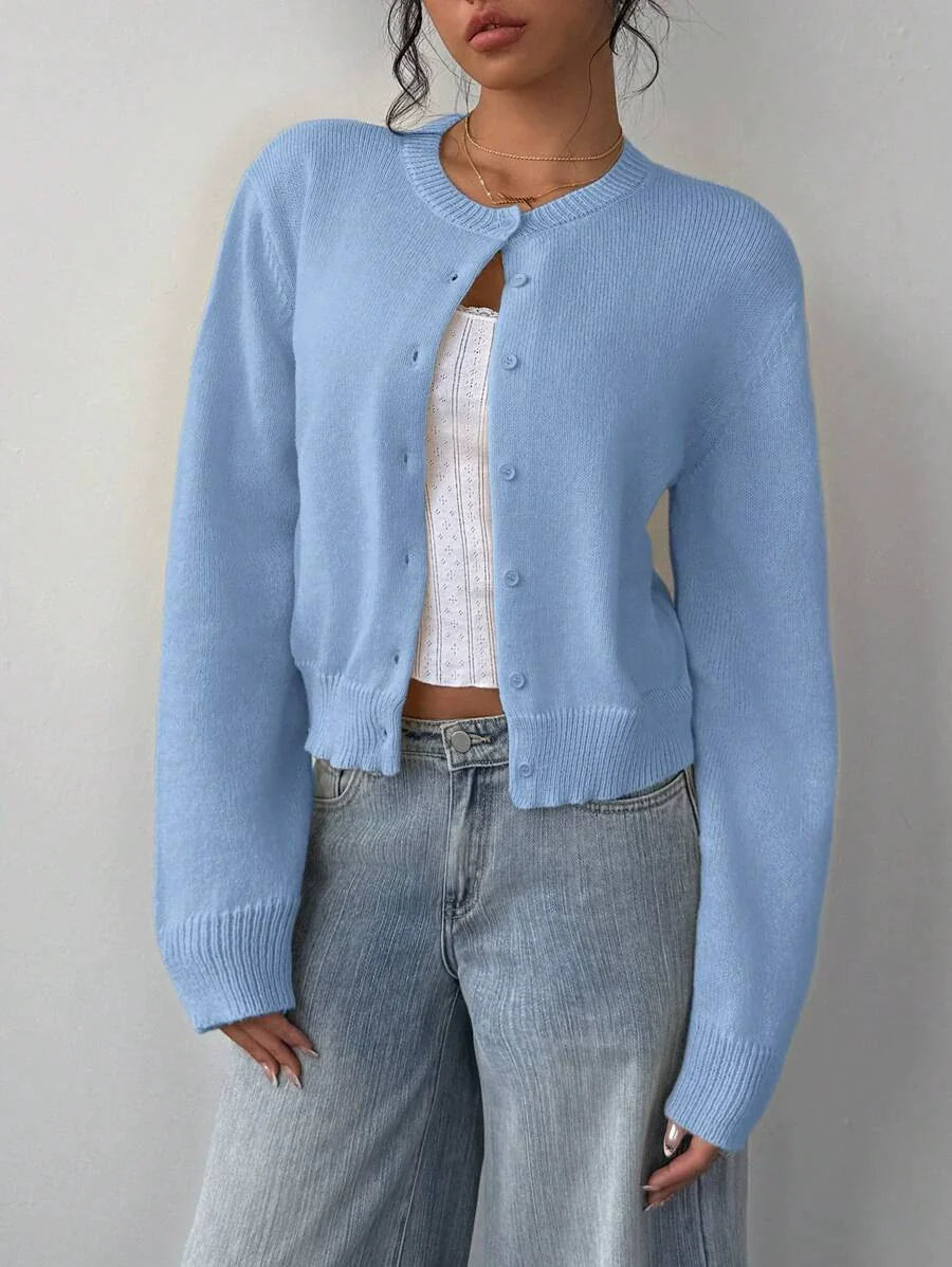 Loretta - Cardigan Court Élégant en Maille avec Boutons