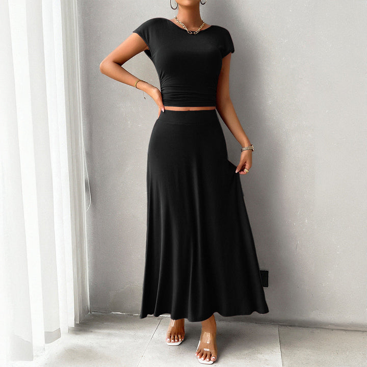 Camila - Ensemble stylé crop top ajusté et jupe longue fluide