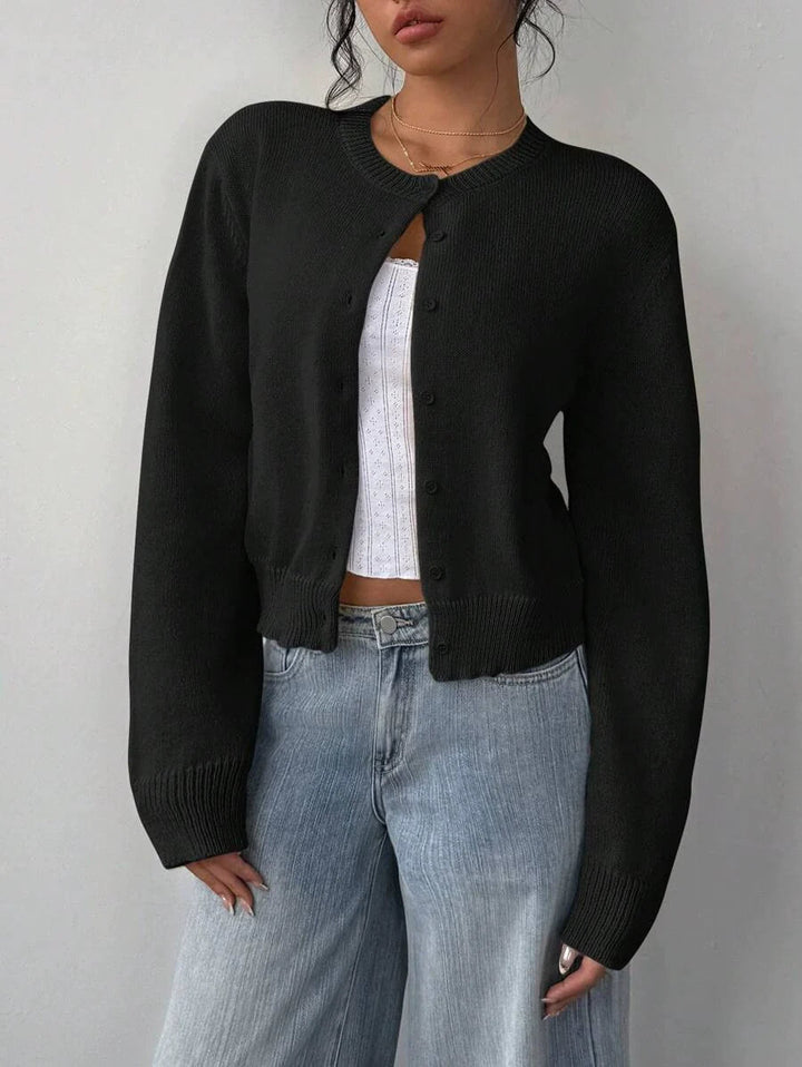 Loretta - Cardigan Court Élégant en Maille avec Boutons