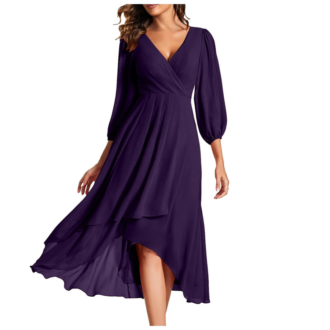 Narelle - Robe élégante ample à col V manches longues