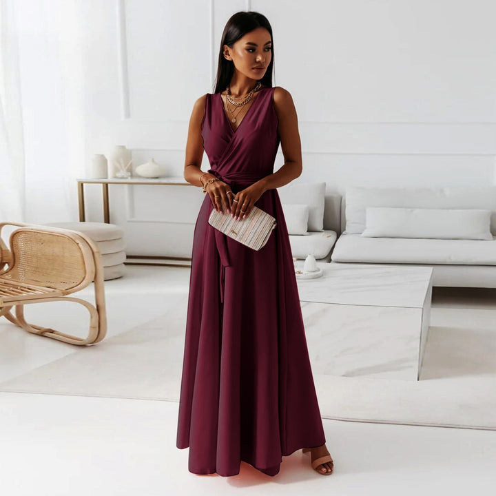 Hannie | Robe longue simple pour femme avec décolleté en V