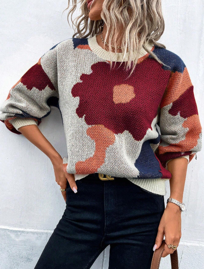 Liselotte - Pull oversize cosy à imprimé floral
