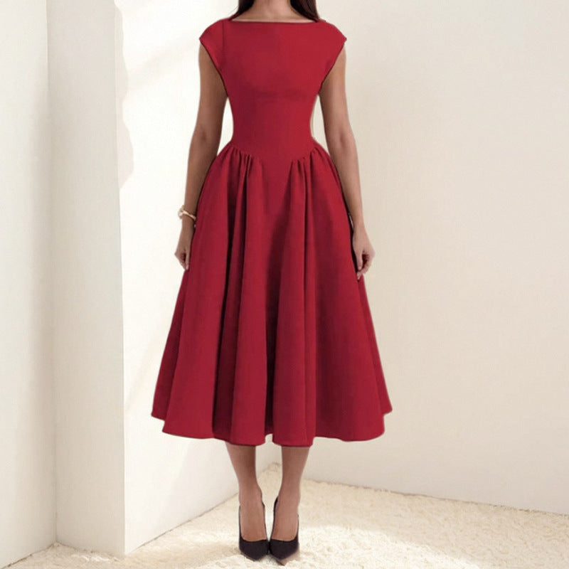 Talia - Robe midi classique à manches courtes