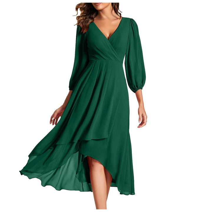Narelle - Robe élégante ample à col V manches longues