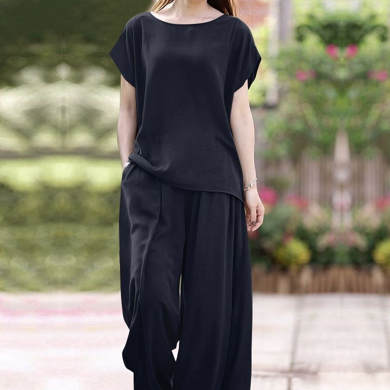 Alessandra - Ensemble décontracté blouse ample et pantalon large taille haute