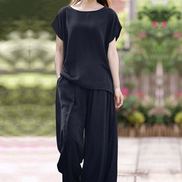 Alessandra - Ensemble décontracté blouse ample et pantalon large taille haute