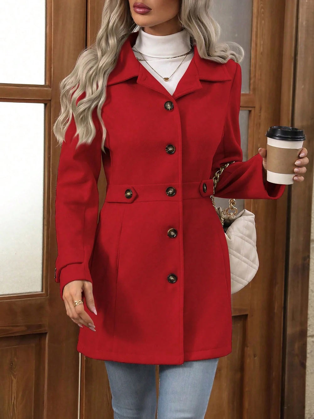 Janaya - Manteau élégant et polyvalent avec revers boutonnés