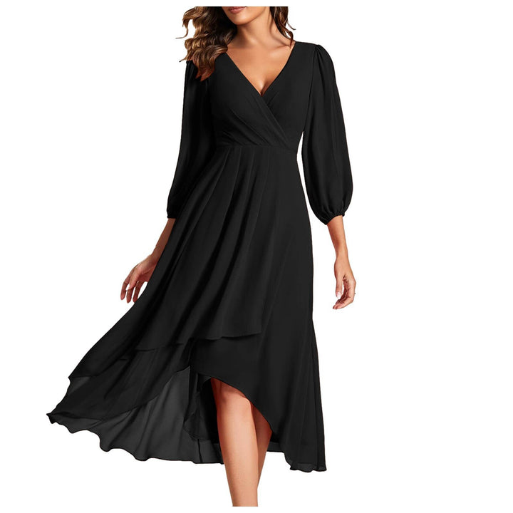 Narelle - Robe élégante ample à col V manches longues