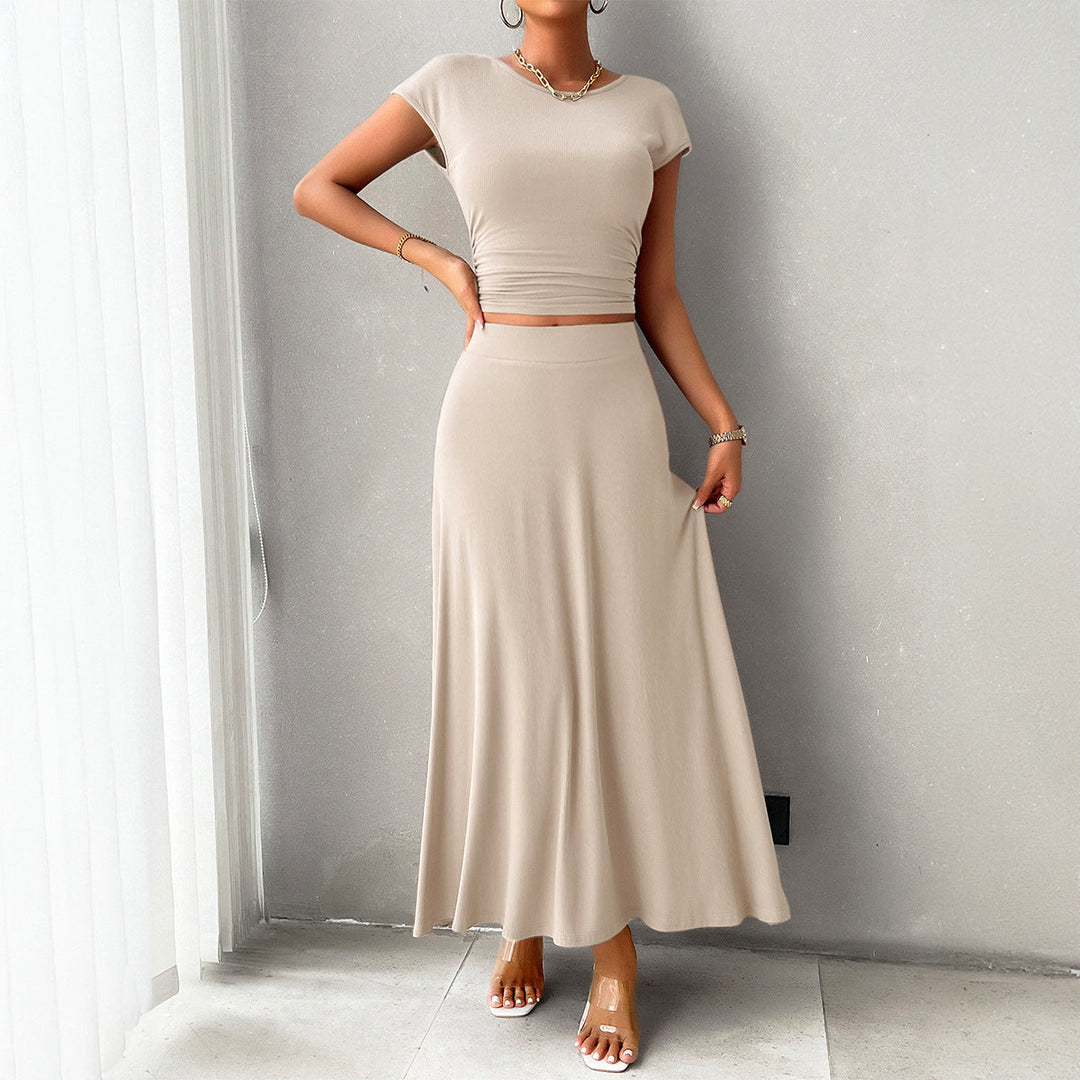 Camila - Ensemble stylé crop top ajusté et jupe longue fluide