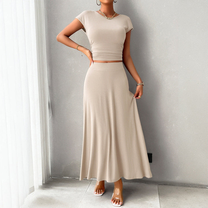 Camila - Ensemble stylé crop top ajusté et jupe longue fluide
