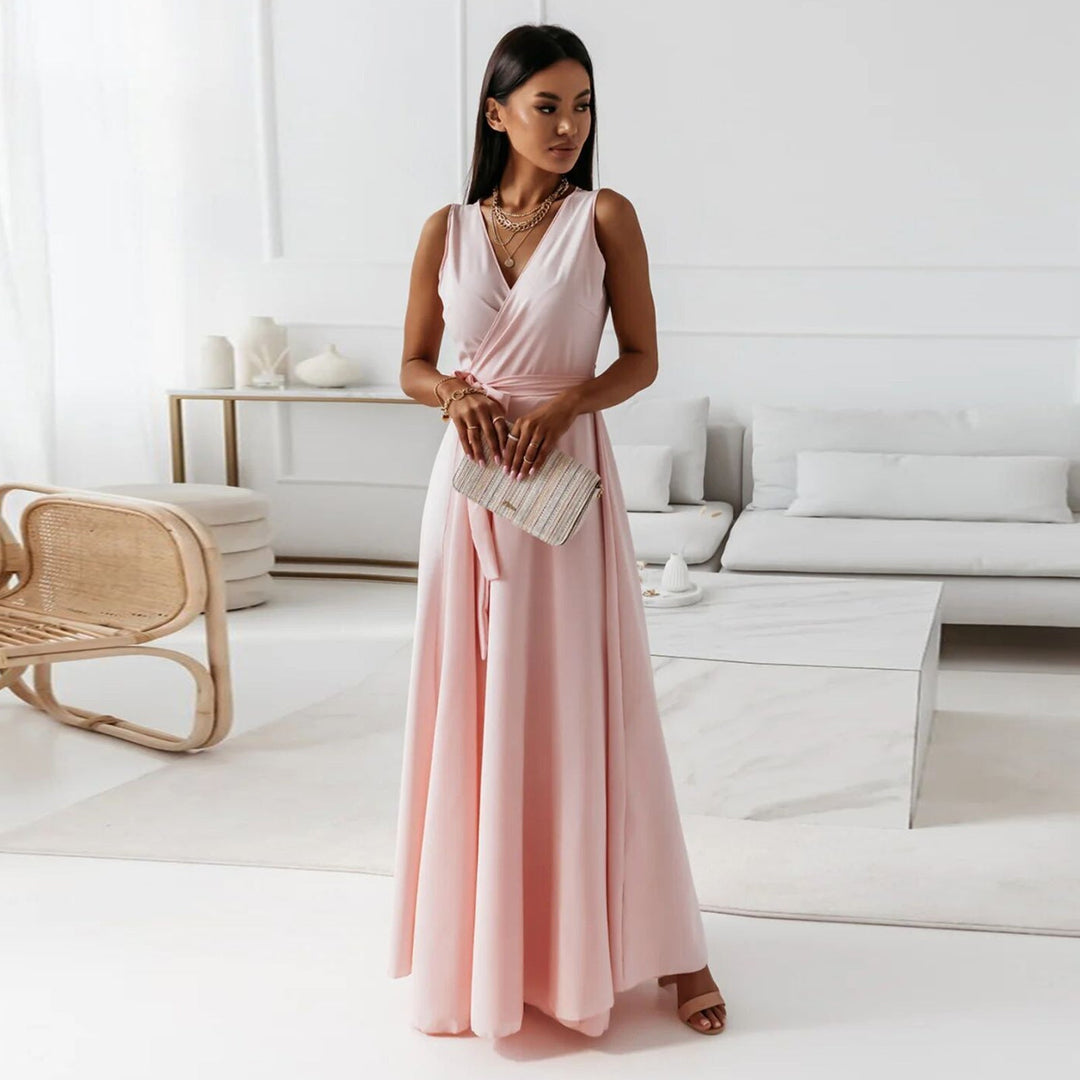 Hannie | Robe longue simple pour femme avec décolleté en V