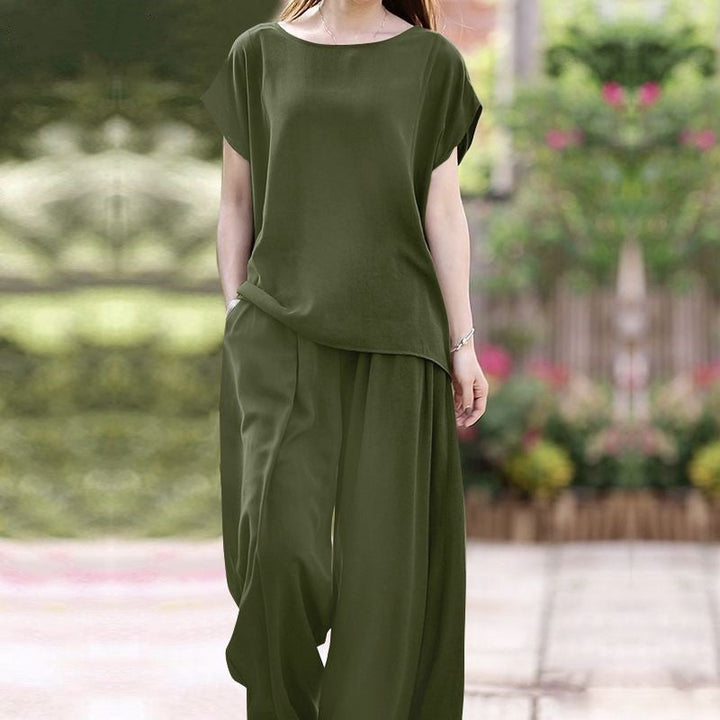 Alessandra - Ensemble décontracté blouse ample et pantalon large taille haute