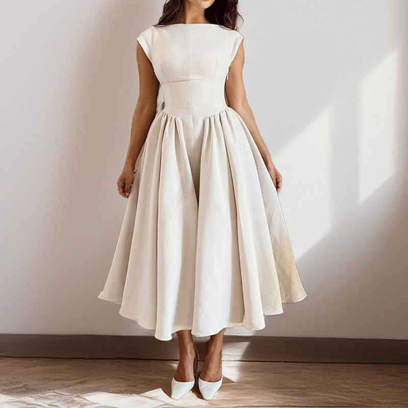 Talia - Robe midi classique à manches courtes