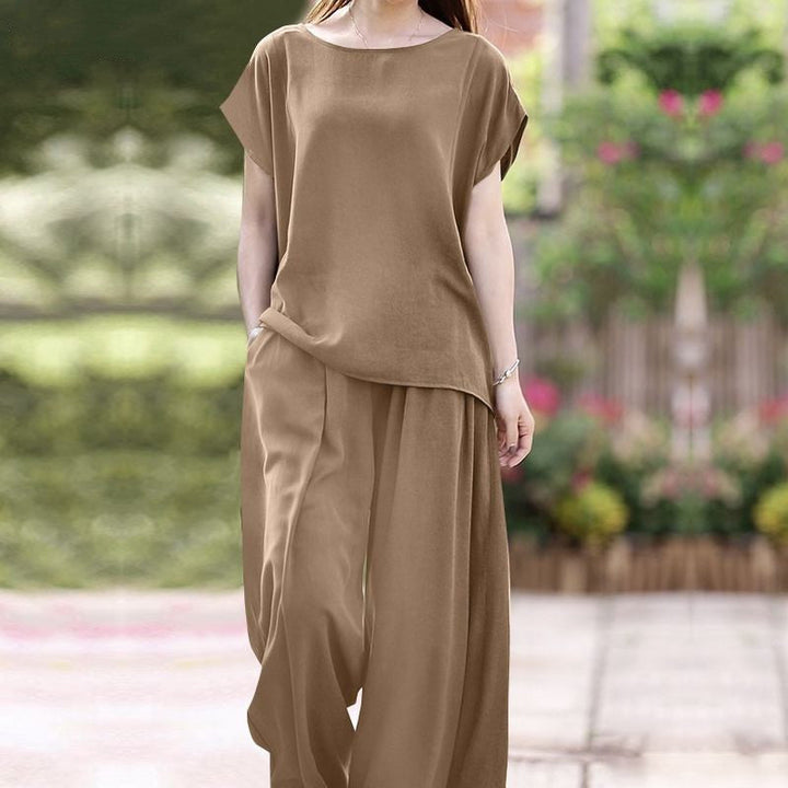 Alessandra - Ensemble décontracté blouse ample et pantalon large taille haute
