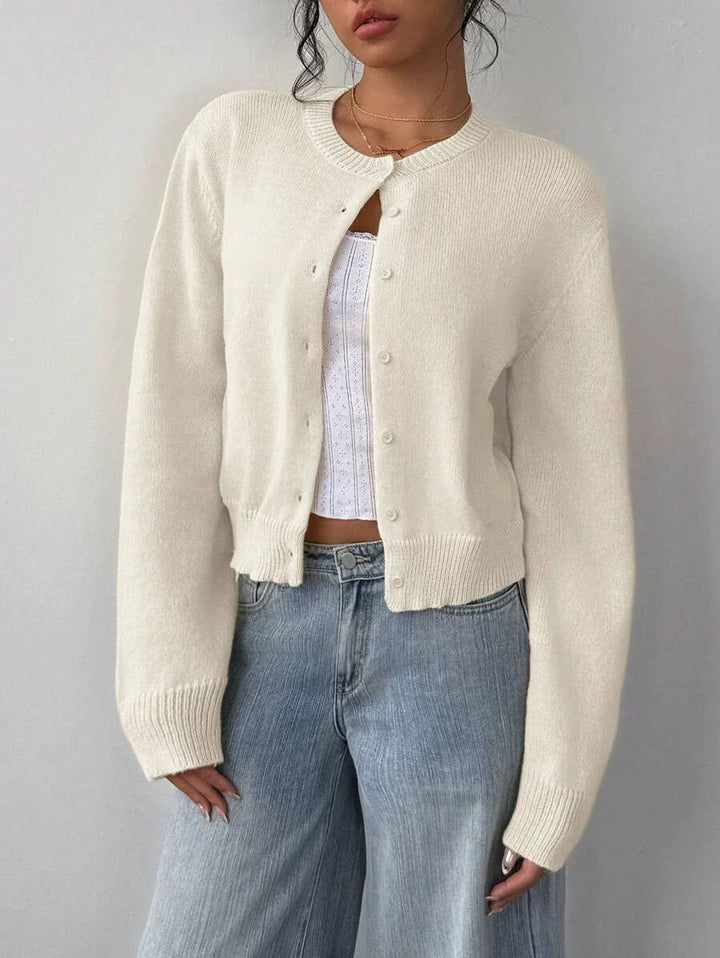Loretta - Cardigan Court Élégant en Maille avec Boutons