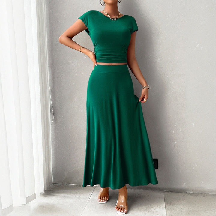 Camila - Ensemble stylé crop top ajusté et jupe longue fluide