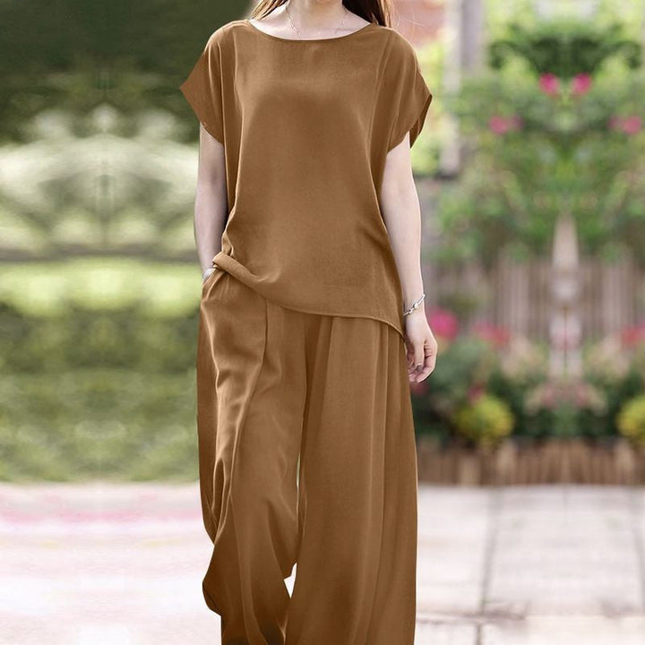 Alessandra - Ensemble décontracté blouse ample et pantalon large taille haute