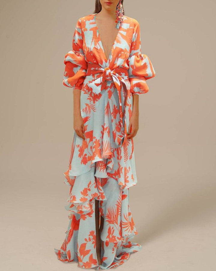 Yamilet | Robe de fête en mousseline de soie imprimée