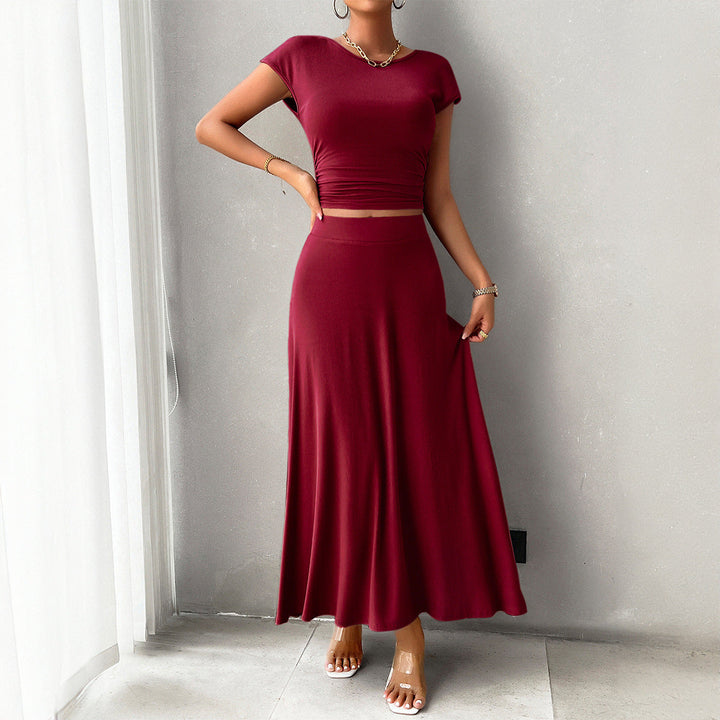 Camila - Ensemble stylé crop top ajusté et jupe longue fluide