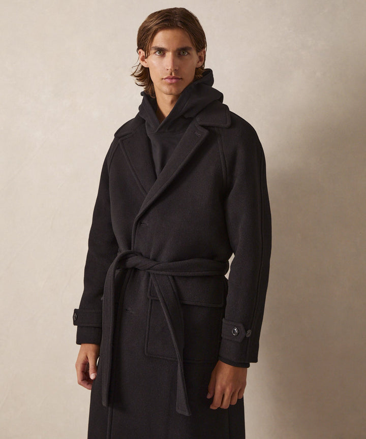 Culhwch | Manteau balmacaan ceinturé en noir pour homme