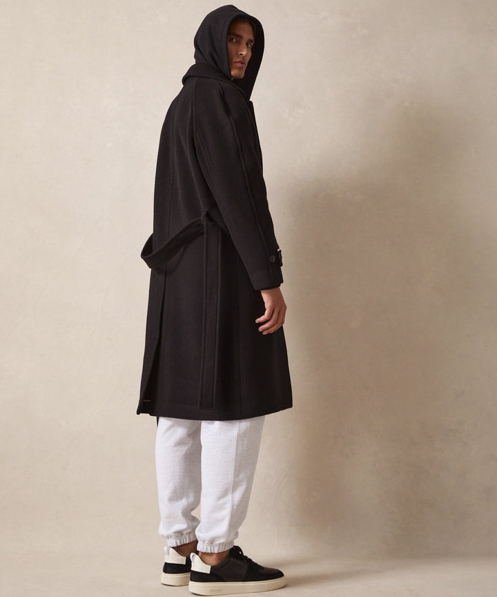 Culhwch | Manteau balmacaan ceinturé en noir pour homme