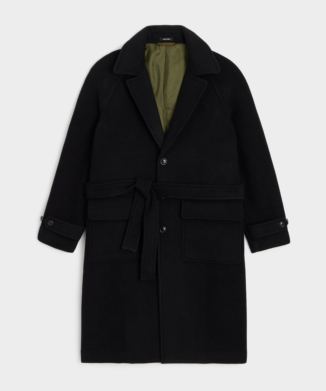 Culhwch | Manteau balmacaan ceinturé en noir pour homme