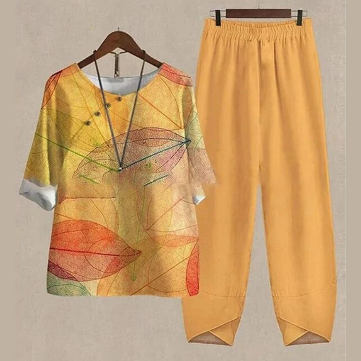 Melchol | Ensemble Printemps 5/4 Manche Imprimée Femme