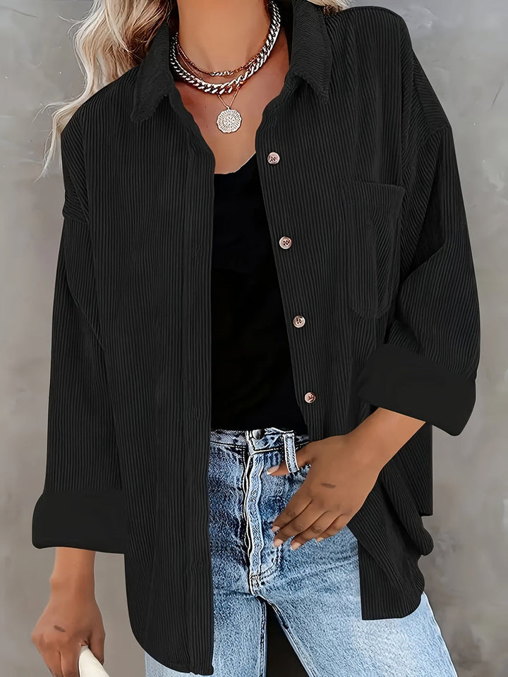 Sylvie - Chemise décontractée oversize en velours côtelé à manches longues