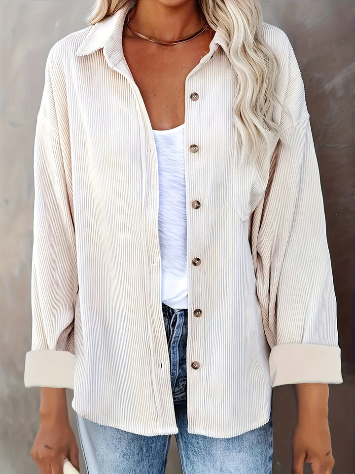 Sylvie - Chemise décontractée oversize en velours côtelé à manches longues