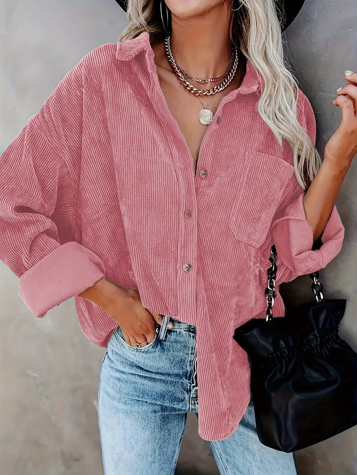 Sylvie - Chemise décontractée oversize en velours côtelé à manches longues