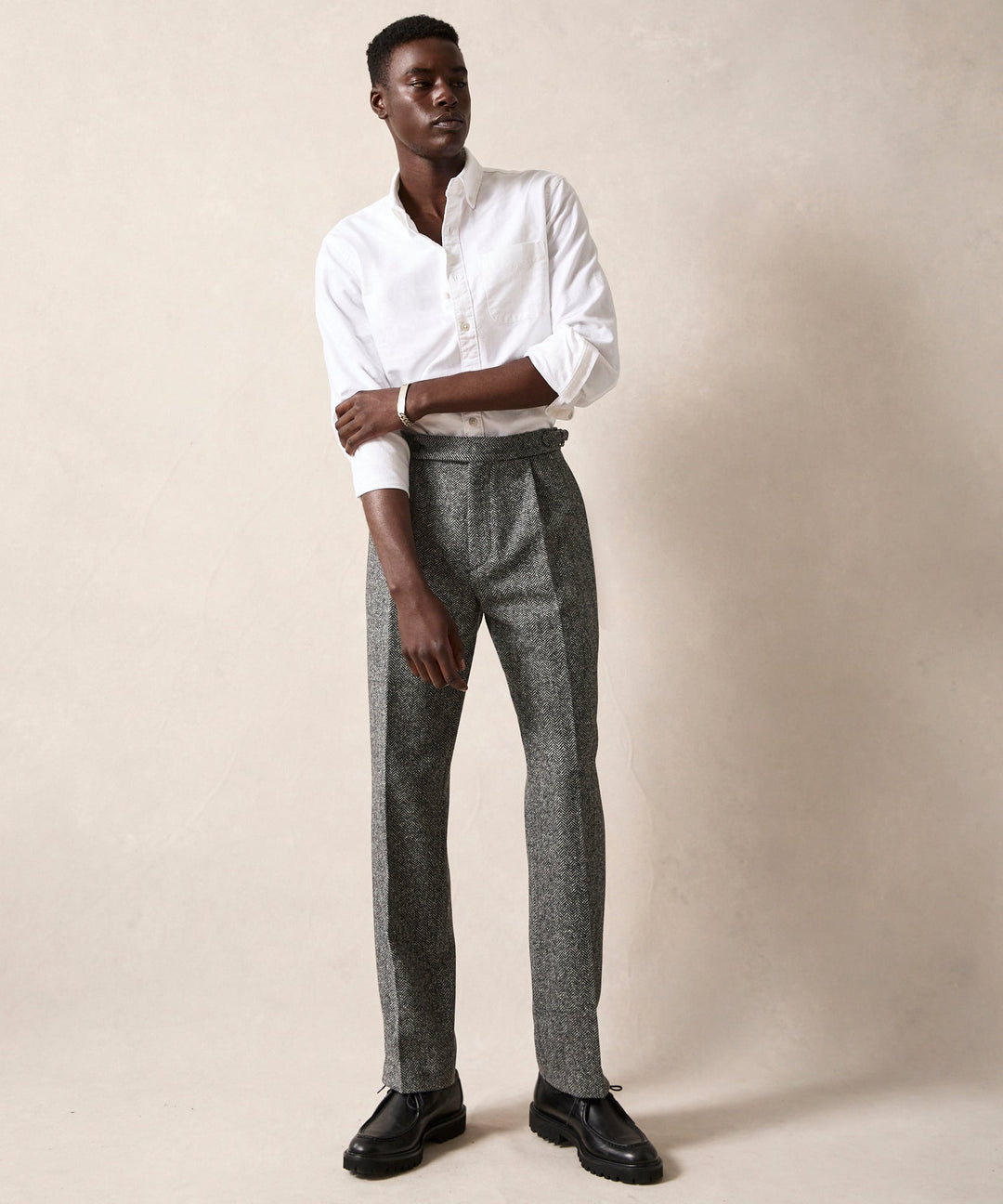 Mansur | Pantalon en laine Donegal gris pour homme
