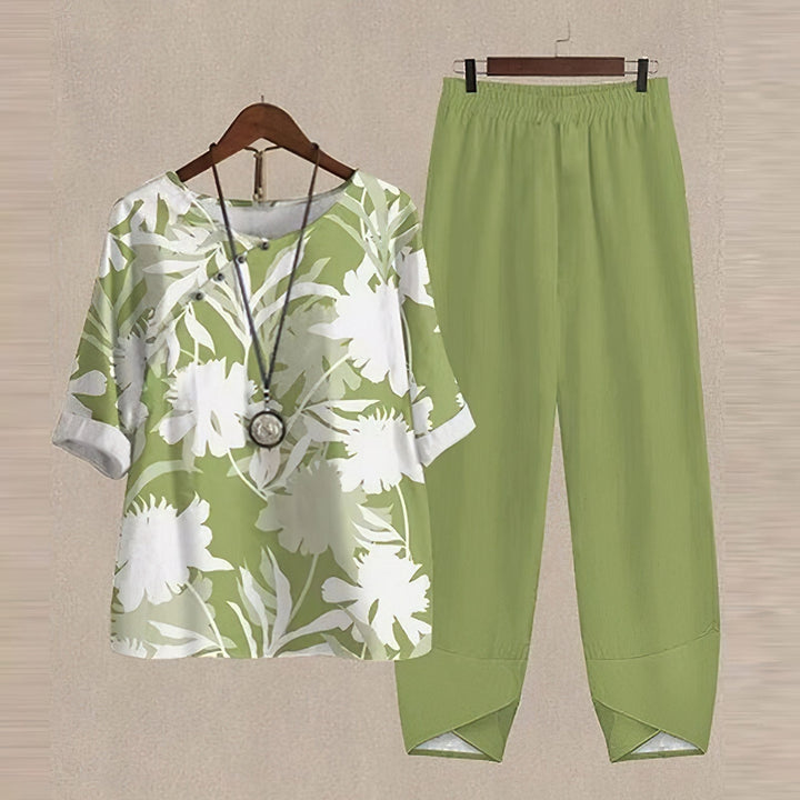 Melchol | Ensemble Printemps 5/4 Manche Imprimée Femme