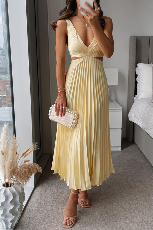 Robe de soirée aveugle plissée élégante pour les femmes | Midi 0