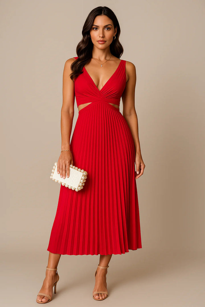 Robe de soirée aveugle plissée élégante pour les femmes | Midi 3