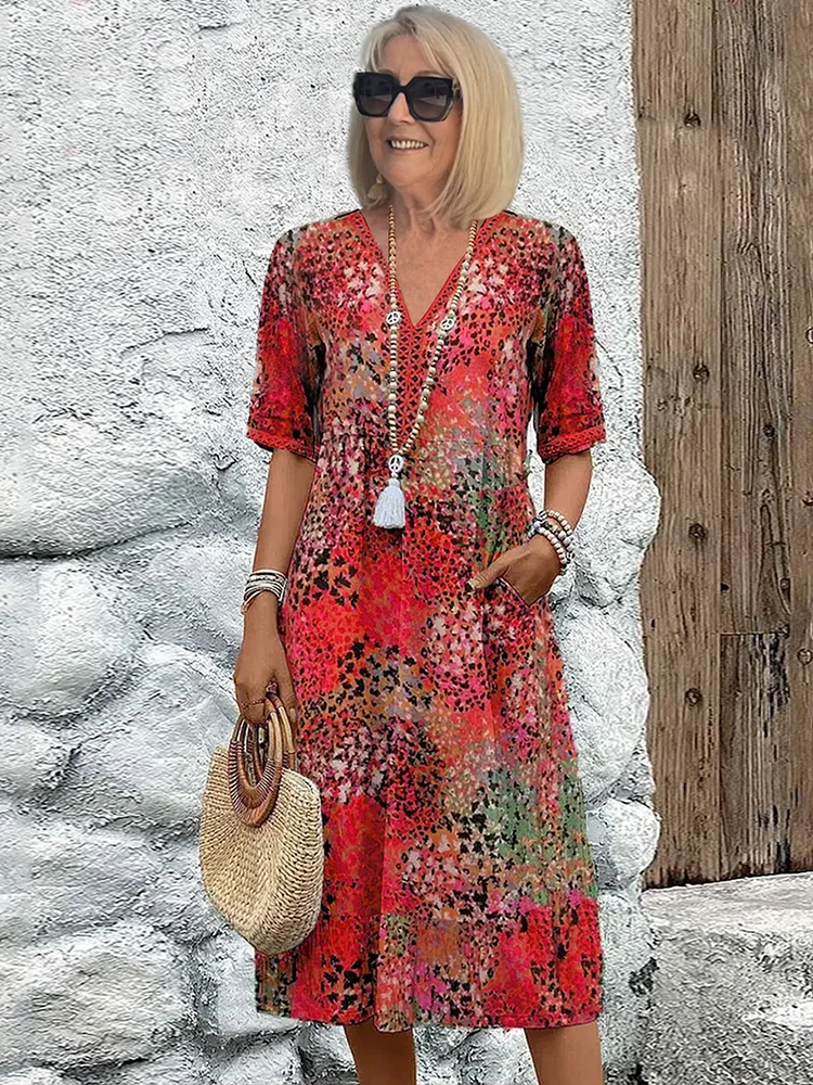 Robe douce pour femmes avec décolleté en V | Midi 0