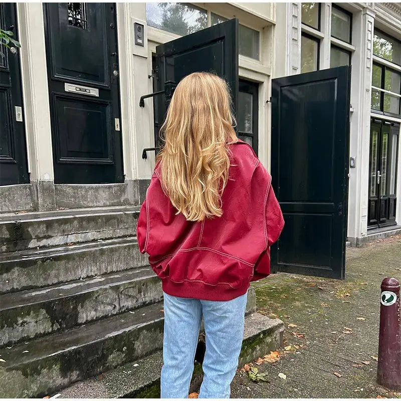 Zoe | Blouson en cuir vintage oversize pour femmes