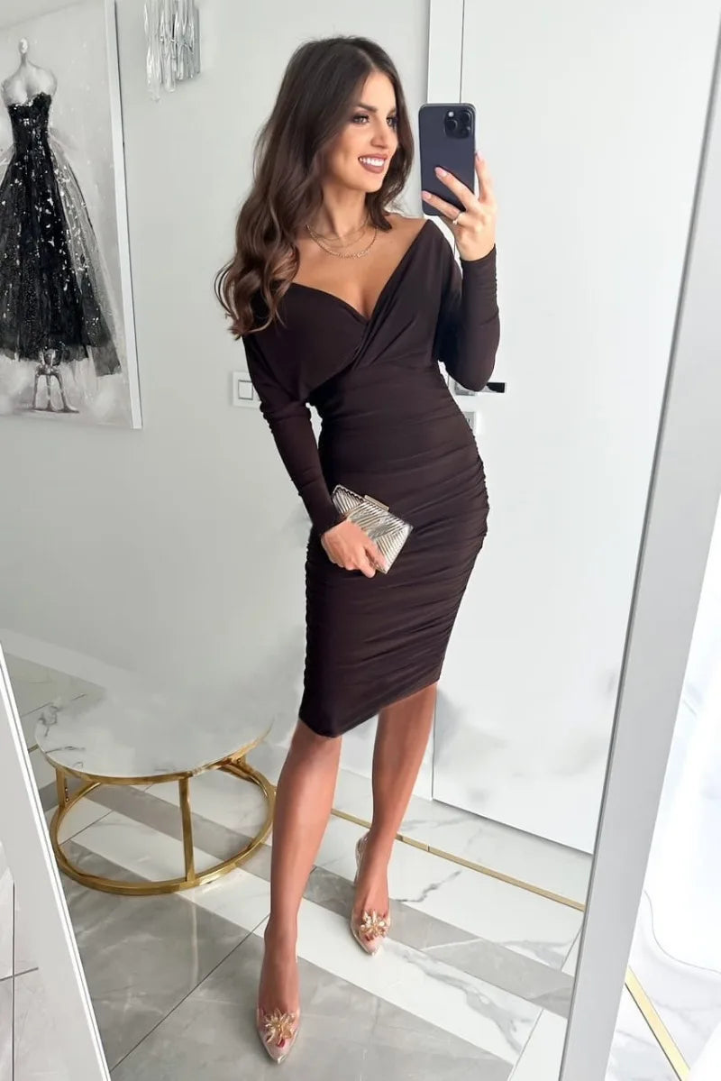 Viana | Robe de fête à manches longues et décolleté en V