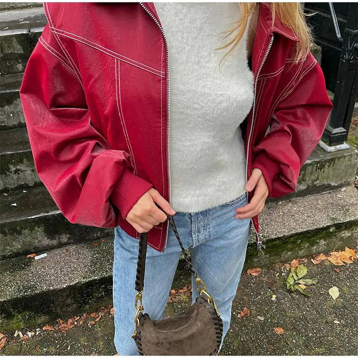 Zoe | Blouson en cuir vintage oversize pour femmes