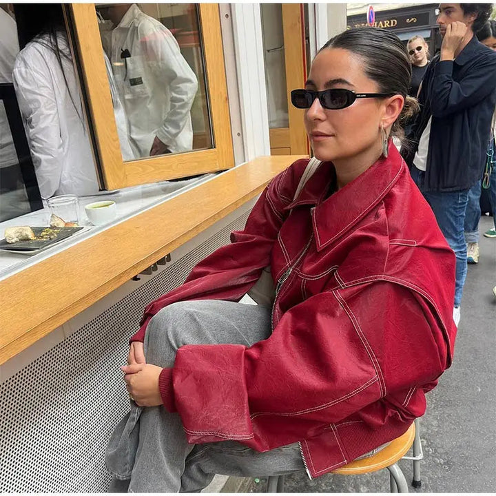 Zoe | Blouson en cuir vintage oversize pour femmes