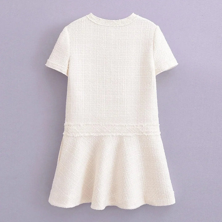 Chela | Robe courte texturée à col rond pour femmes