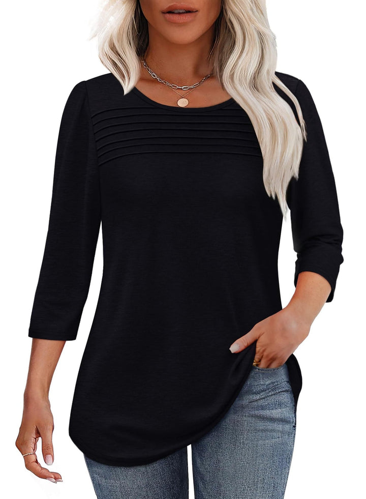 Maelynn - Sweatshirt décontracté plissé à manches mi-longues
